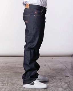 dark blue jeans (side view)