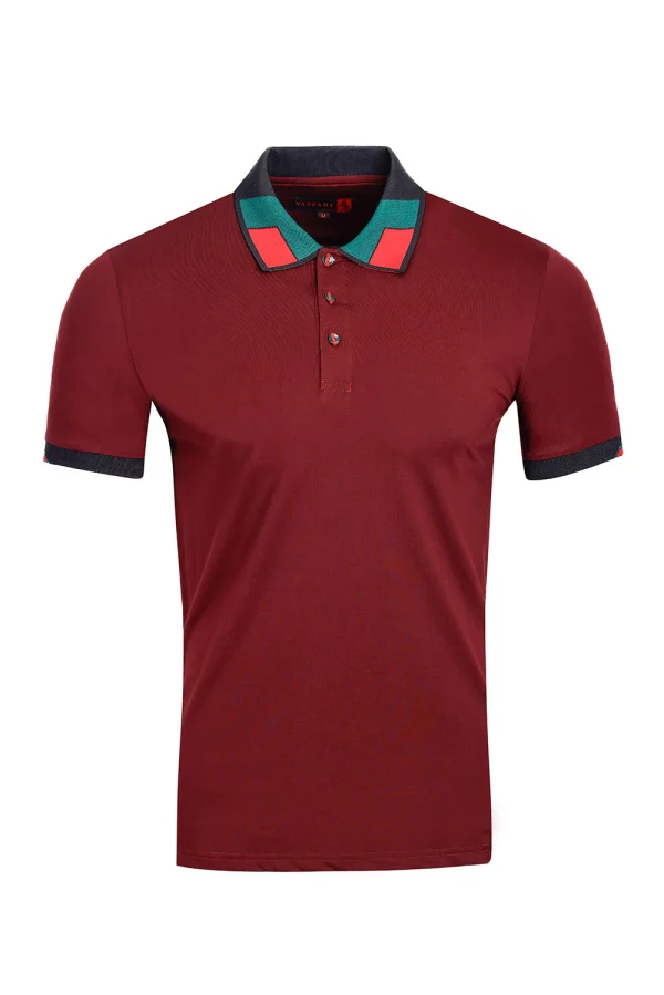 Vassari branded fashion polo in wine color