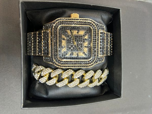 Iced Carat Black Watch Set