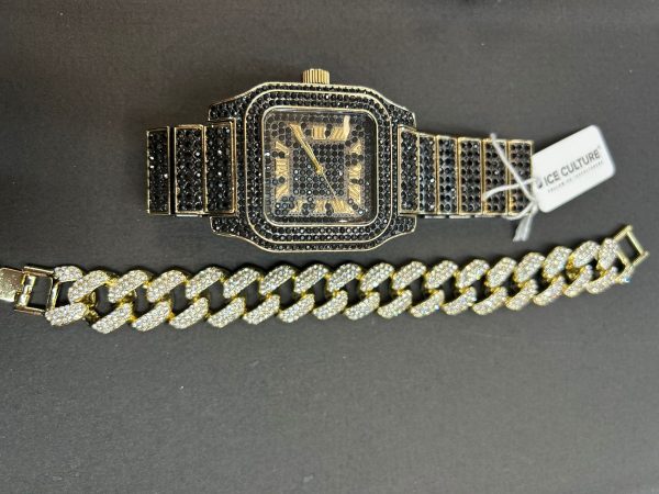 Iced Carat Black Watch Set