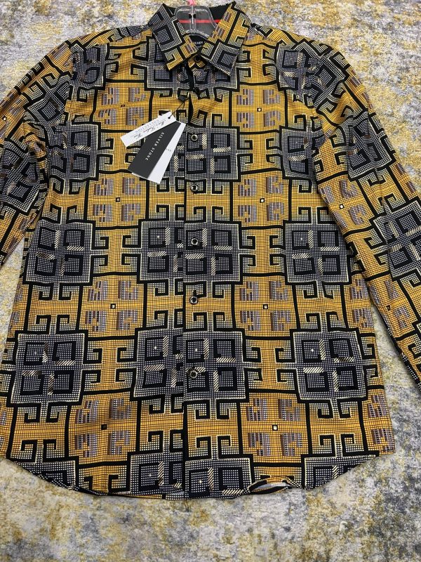 Silver Stone-SSFL-59-Yellow Silver Stone Yellow Regular Fit Baroque Fashion Dress Shirt