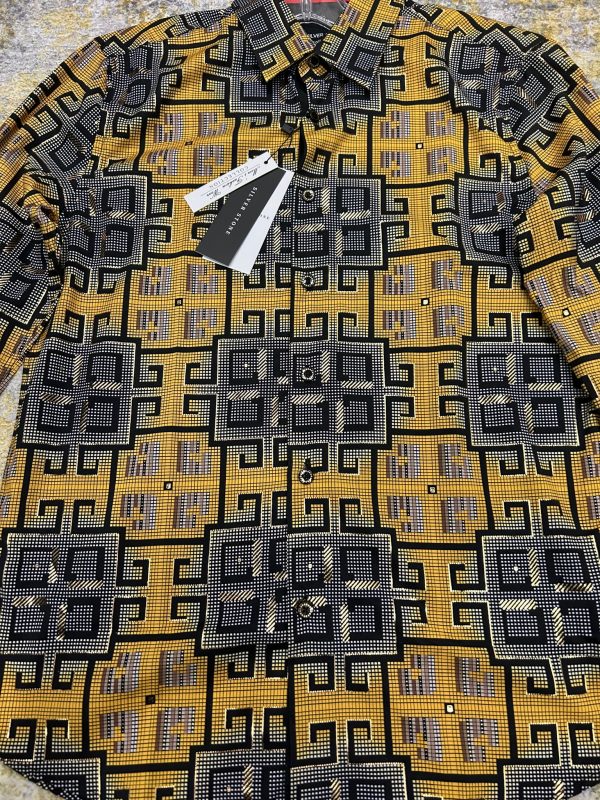 Silver Stone-SSFL-59-Yellow2 Silver Stone Yellow Regular Fit Baroque Fashion Dress Shirt
