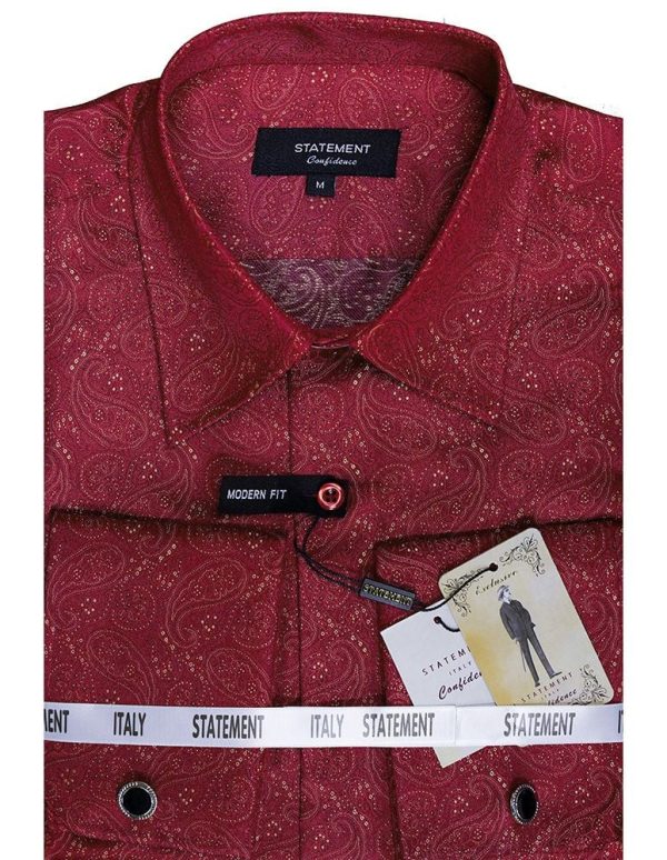 Red Statement Clothing brand, regular fit paisley dress shirt