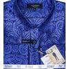 Sapphire colored, regular fit paisley dress shirt in Statement Clothing brand